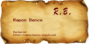 Rapos Bence névjegykártya